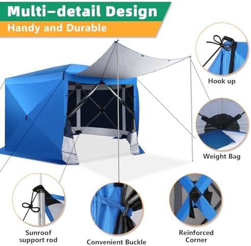 Pop Up Gazebo Starry Sky Screen Tent Screen House with a mesh top for Camping, 12x12 Screen Room with Mosquito, alternate