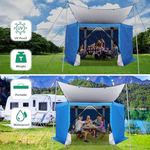 Pop Up Gazebo Starry Sky Screen Tent Screen House with a mesh top for Camping, 12x12 Screen Room with Mosquito, alternate