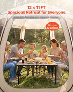 Pop up Screen House Tent, 12 x 11 ft, 10-12 Person Screen Gazebo, Portable Screened in Canopy with Carry Bag, alternate view
