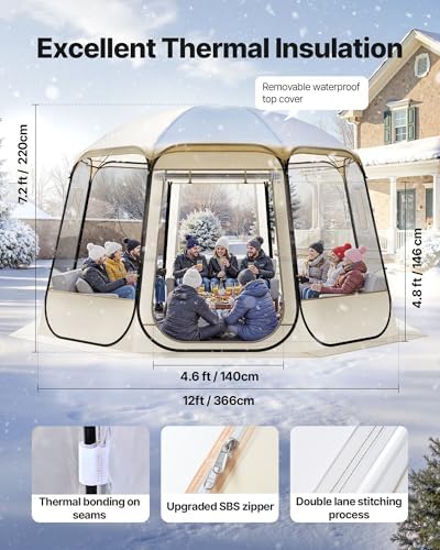 Pop up Sports Tent, 8 Sizes Optional Clear Bubble Tent for 1-6 Person, Waterproof Outdoor Pod with Floor Mat &, alternate