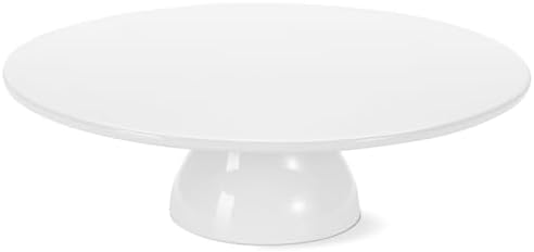 Porcelain Cake Stand, 12 Inch Round Cake Stand Display, White in White