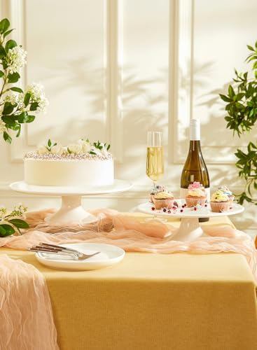 Porcelain Cake Stand 12-Inch, Round Dessert Display, Elegant White Cupcake Holder for Celebrations, Weddings, alternate view