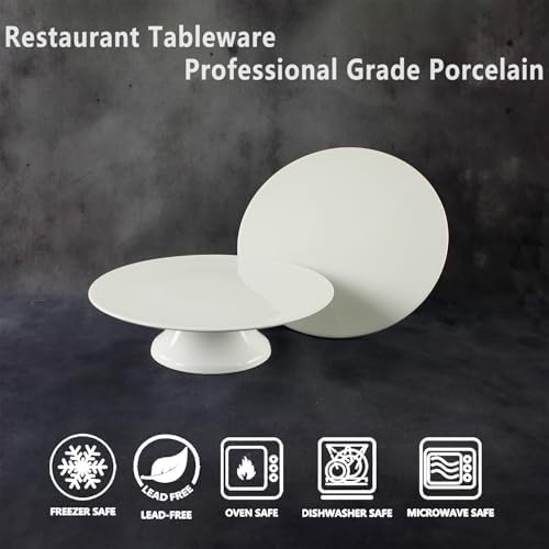 Porcelain Cake Stand, Round Dessert Stand, Cupcake Stand - Wedding and Birthday Decorating Cake Pedestal Stand, alternate