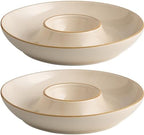 Porcelain Chip and Dip tray, Set of 2,12 inch Ceramic Serving Tray, Divided Serving dip Platter, Porcelain dip
