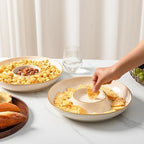 Porcelain Chip and Dip tray, Set of 2,12 inch Ceramic Serving Tray, Divided Serving dip Platter, Porcelain dip, alternate