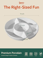 Porcelain Chip & Dip Serving Set - Divided Platter with 5 Compartments, Relish Tray for Snacks, Veggies, Candy, alternate