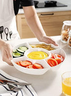 Porcelain Chip & Dip Serving Set - Divided Platter with 5 Compartments, Relish Tray for Snacks, Veggies, Candy, alternate
