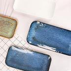 Porcelain Dinner Plates Blue 2 PCS, Serving platters for entertaining, for Fruit, cheese, snack, Bread, cupcake, alternate