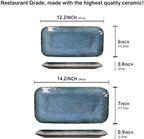 Porcelain Dinner Plates Blue 2 PCS, Serving platters for entertaining, for Fruit, cheese, snack, Bread, cupcake, alternate