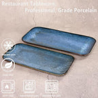 Porcelain Dinner Plates Blue 2 PCS, Serving platters for entertaining, for Fruit, cheese, snack, Bread, cupcake, alternate