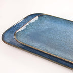 Porcelain Dinner Plates Blue 2 PCS, Serving platters for entertaining, for Fruit, cheese, snack, Bread, cupcake, alternate