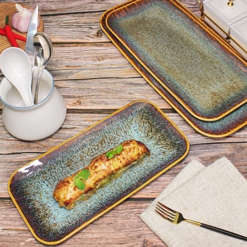 Porcelain Dinner Plates Platters Set of 2, for Fruit, dessert, snack platter, Bread, cupcake, Salad - Microwave, alternate