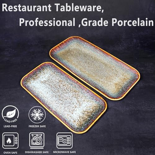 Porcelain Dinner Plates Platters Set of 2, for Fruit, dessert, snack platter, Bread, cupcake, Salad - Microwave, alternate