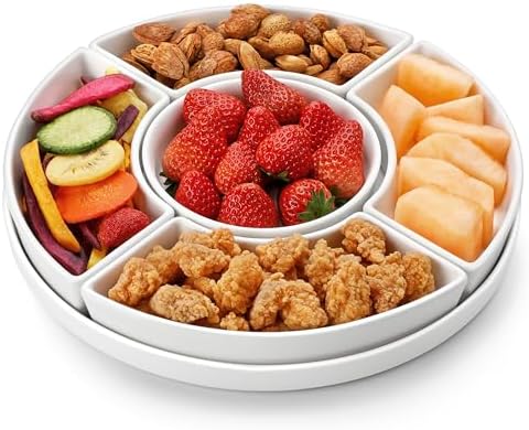 Porcelain Divided Serving Dishes, Appetizers Tray, Serving Tray for Party - Perfect for Chips and Dip, Fruit