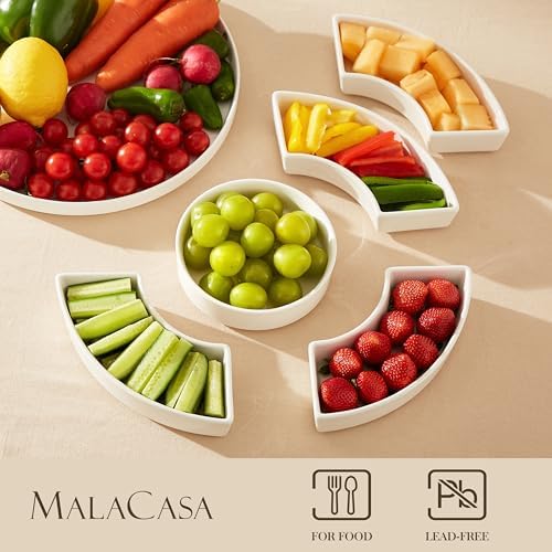 Porcelain Divided Serving Dishes, Appetizers Tray, Serving Tray for Party - Perfect for Chips and Dip, Fruit, alternate view