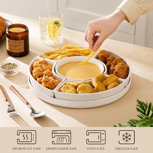 Porcelain Divided Serving Dishes, Appetizers Tray, Serving Tray for Party - Perfect for Chips and Dip, Fruit, alternate view