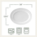 Porcelain Oval Serving Platter, Large Turkey Platter for Thanksgiving, Dishwasher and Oven Safe Dinnerware, 16, alternate