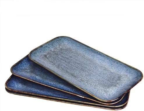 Porcelain Plate Set Large Serving Tray Set of 4, Reusable Serving Platters for Party Food, Cookie, Appetizer