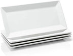 Porcelain Serving Tray, 12 Inch Rectangle Plates for Sushi, Meat, Desserts, Cakes, White Serving Platter for
