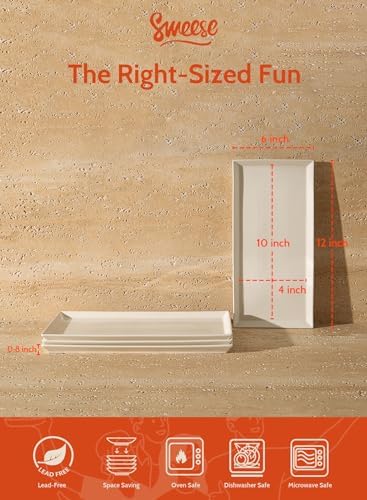 Porcelain Serving Tray, 12 Inch Rectangle Plates for Sushi, Meat, Desserts, Cakes, White Serving Platter for, alternate view