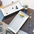 Porcelain Serving Tray, 12 Inch Rectangle Plates for Sushi, Meat, Desserts, Cakes, White Serving Platter for, alternate view