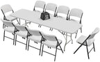 Portable 10-Piece Folding Table and Chairs Set, Heavy Duty 8ft Camping & Party Furniture for Indoor Outdoor
