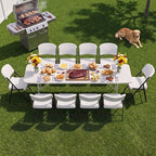 Portable 10-Piece Folding Table and Chairs Set, Heavy Duty 8ft Camping & Party Furniture for Indoor Outdoor, alternate view 2