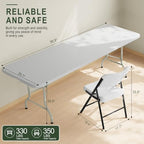 Portable 10-Piece Folding Table and Chairs Set, Heavy Duty 8ft Camping & Party Furniture for Indoor Outdoor, alternate view 3