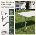 Portable 10-Piece Folding Table and Chairs Set, Heavy Duty 8ft Camping & Party Furniture for Indoor Outdoor, alternate view 4