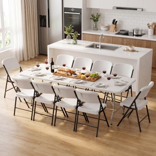 Portable 10-Piece Folding Table and Chairs Set, Heavy Duty 8ft Camping & Party Furniture for Indoor Outdoor, alternate view 7