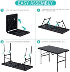 Portable 4 Foot Plastic Folding Table, Indoor Outdoor Heavy Duty Fold-in-Half Picnic Party Camping Barbecues, alternate view