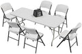 Portable 6-Piece Folding Table and Chairs Set, Heavy Duty 6ft Camping & Party Furniture for Indoor Outdoor