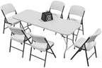 Portable 6-Piece Folding Table and Chairs Set, Heavy Duty 6ft Camping & Party Furniture for Indoor Outdoor