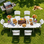 Portable 6-Piece Folding Table and Chairs Set, Heavy Duty 6ft Camping & Party Furniture for Indoor Outdoor, alternate view 2