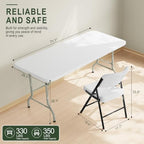 Portable 6-Piece Folding Table and Chairs Set, Heavy Duty 6ft Camping & Party Furniture for Indoor Outdoor, alternate view 3