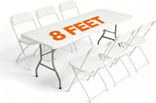 Portable 7-Piece 8 Feet Folding Table and Chairs Set for 6-Person