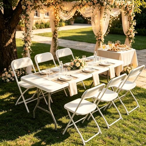Portable 7-Piece 8 Feet Folding Table and Chairs Set for 6-Person, alternate view 2