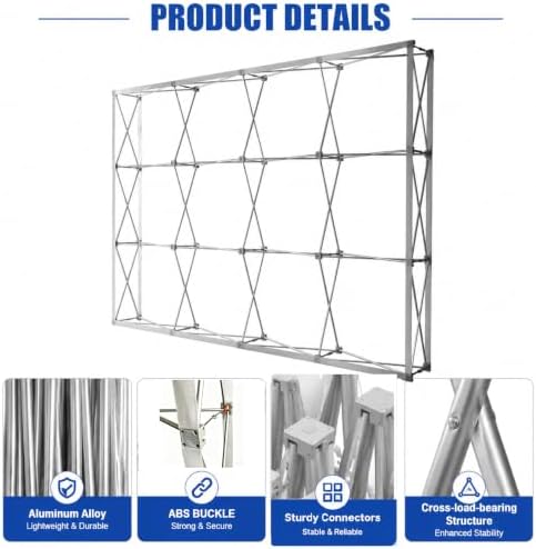 Portable Aluminum Tension Fabric Pop up Display Stand Backdrop Booth Frame Collapsible Trade Show Booth Frame, alternate view