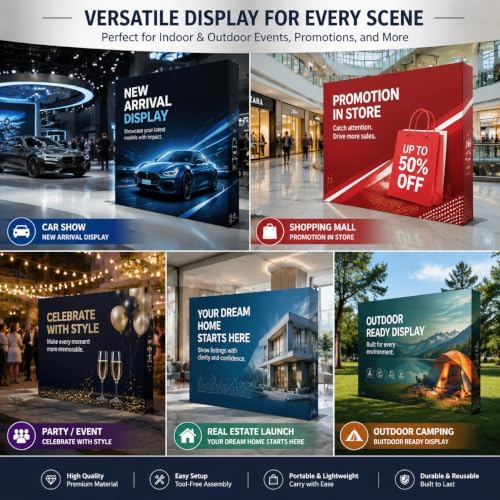 Portable Aluminum Tension Fabric Pop up Display Stand Backdrop Booth Frame Collapsible Trade Show Booth Frame, alternate view