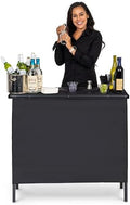 Portable Bar Table for Events - Pop Up Mobile Bartending Station with Travel Carrying Case - Black Skirt