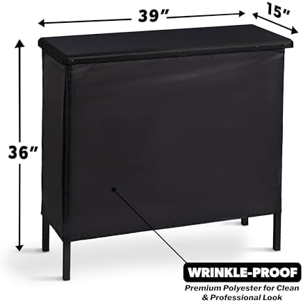 Portable Bar Table for Events - Pop Up Mobile Bartending Station with Travel Carrying Case - Black Skirt, alternate view 2