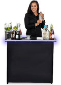 Portable Bar Table with Multi-Color LED Lights - Mobile Bartender Station for Events - Includes Carrying Case