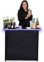Portable Bar Table with Multi-Color LED Lights - Mobile Bartender Station for Events - Includes Carrying Case