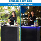 Portable Bar Table with Multi-Color LED Lights - Mobile Bartender Station for Events - Includes Carrying Case, alternate view