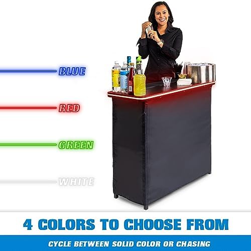 Portable Bar Table with Multi-Color LED Lights - Mobile Bartender Station for Events - Includes Carrying Case, alternate view