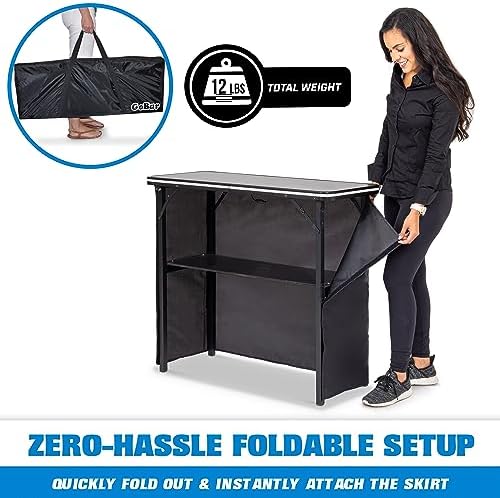 Portable Bar Table with Multi-Color LED Lights - Mobile Bartender Station for Events - Includes Carrying Case, alternate view