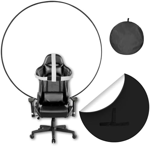 Portable Black White Screen Chair, 57 in Greenscreen Backdrop with Stand Double Sided Foldable Green Background