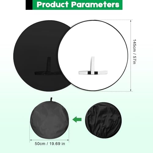 Portable Black White Screen Chair, 57 in Greenscreen Backdrop with Stand Double Sided Foldable Green Background, alternate