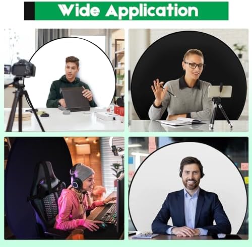Portable Black White Screen Chair, 57 in Greenscreen Backdrop with Stand Double Sided Foldable Green Background, alternate