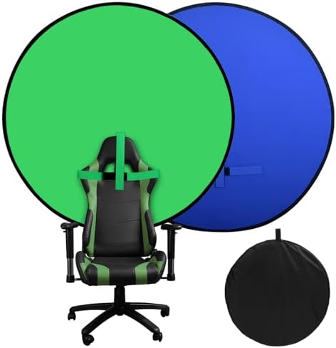 Portable Blue Green Screen Chair, 57 in Greenscreen Backdrop with Stand 2-in-1Double Sided Foldable Green